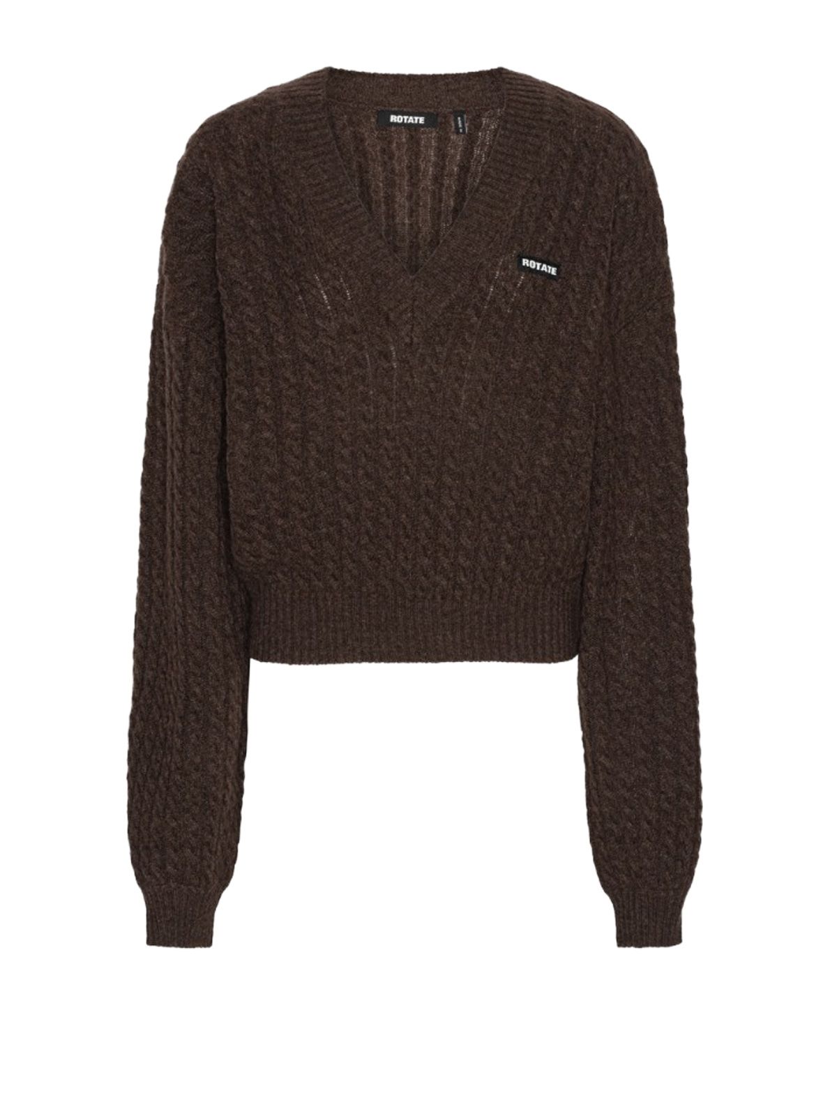 cable v-neck sweater brown 
