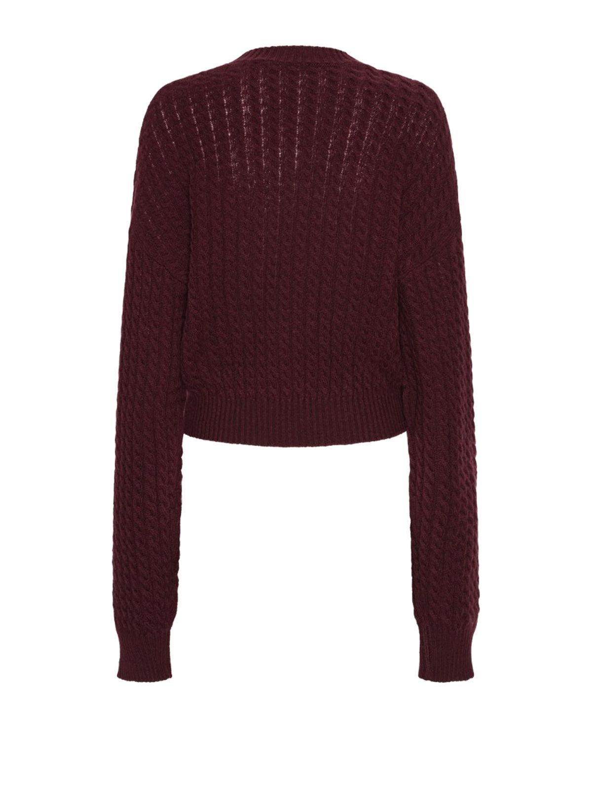 maglione girocollo a trecce marrone ROTATE