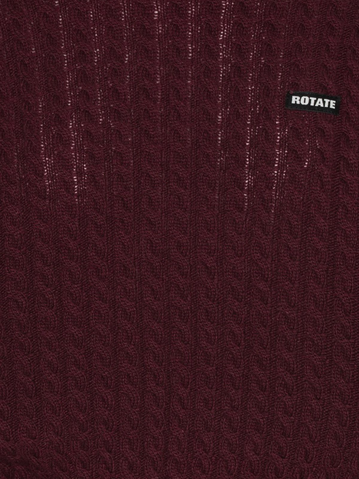 maglione girocollo a trecce marrone ROTATE