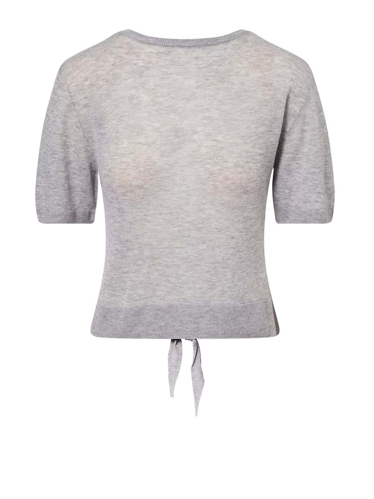 sheer wool back tie top grey