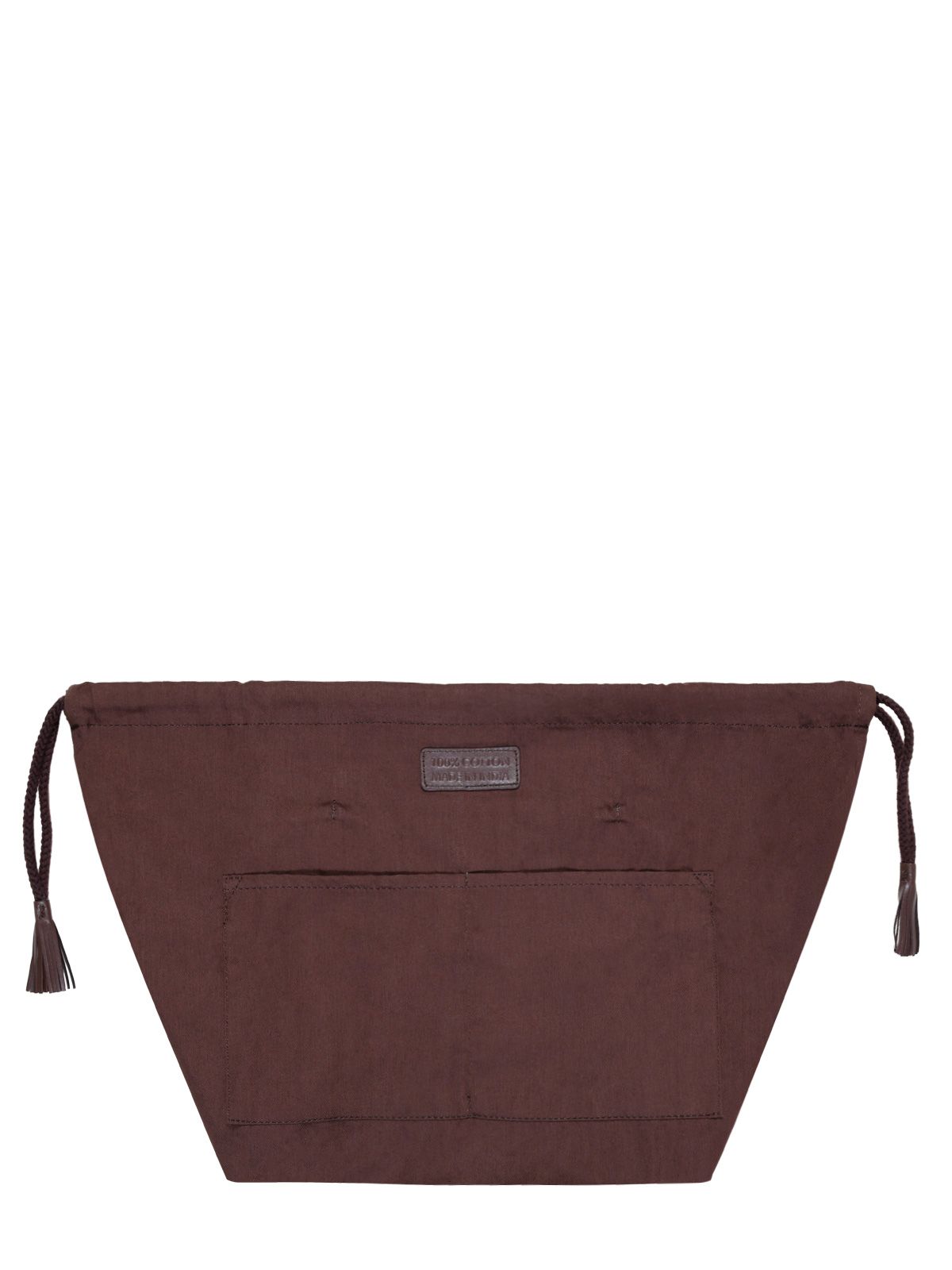 borsa a sacco in cotone con coulisse marrone scuro