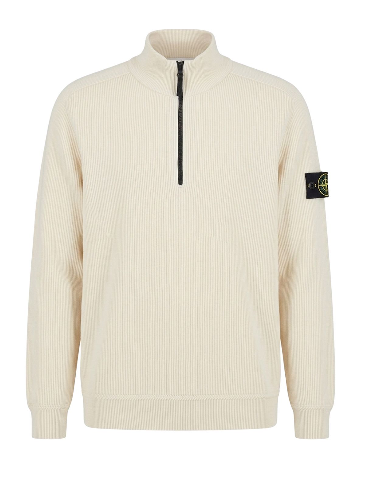 maglione girocollo con logo polo a maniche lunghe bianco