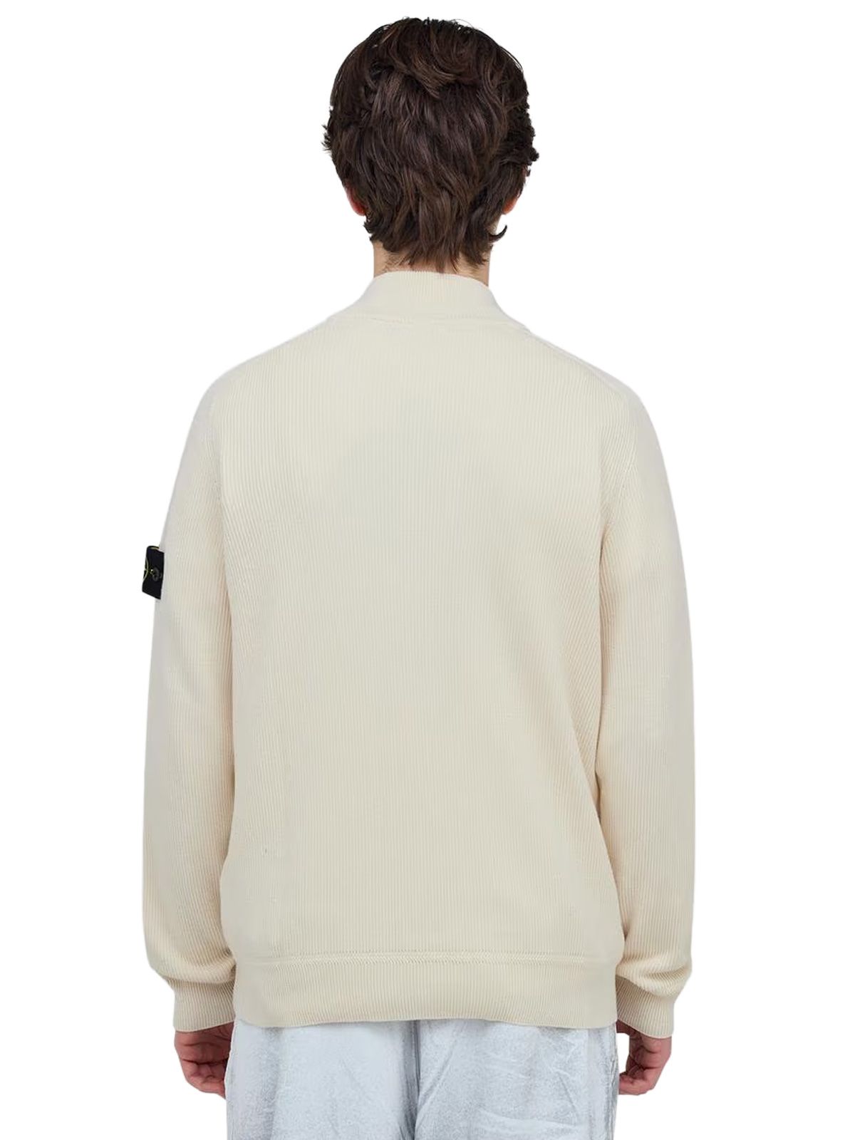 maglione girocollo con logo polo a maniche lunghe bianco STONE ISLAND
