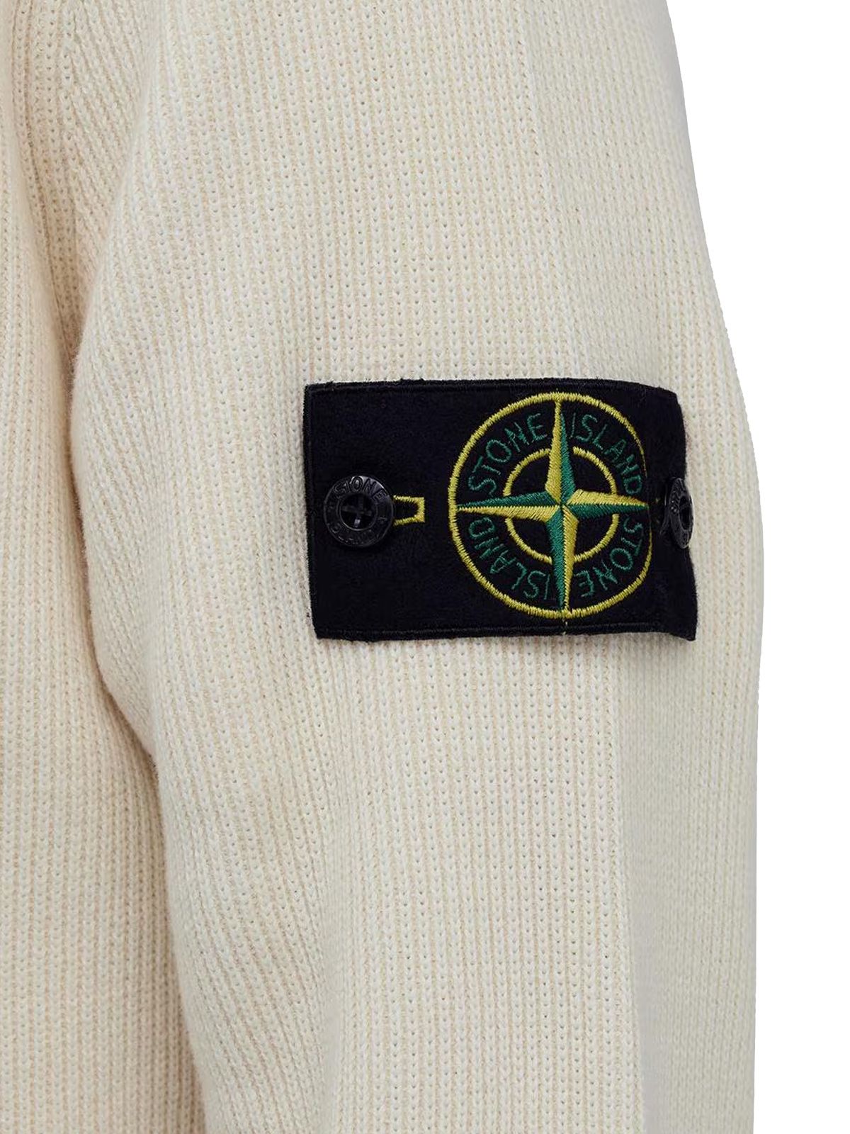 maglione girocollo con logo polo a maniche lunghe bianco STONE ISLAND