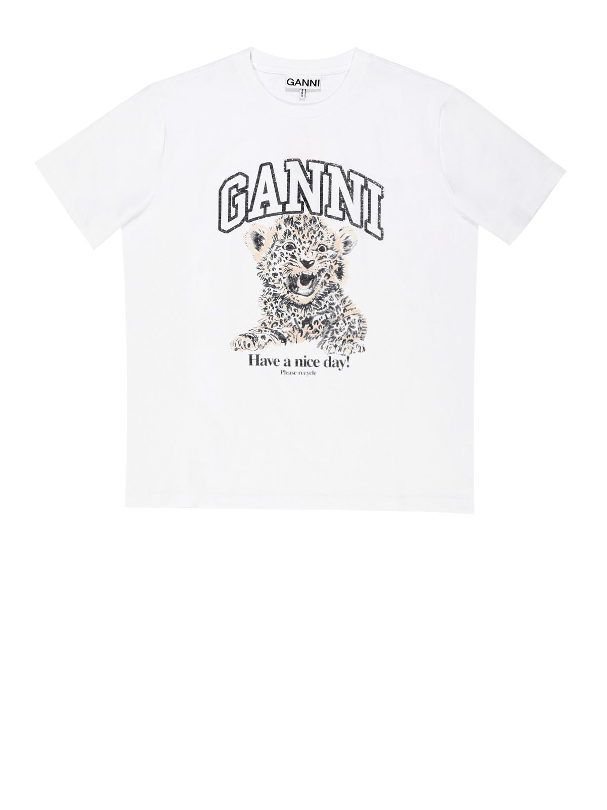 maglietta basic in jersey leopardata comoda bianca 