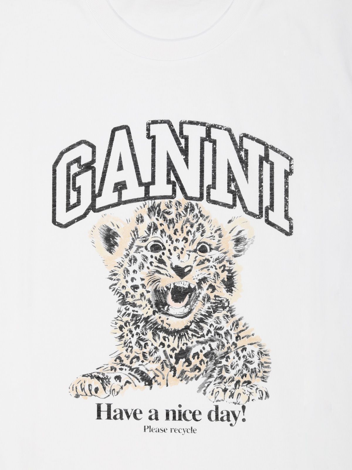 maglietta basic in jersey leopardata comoda bianca  GANNI