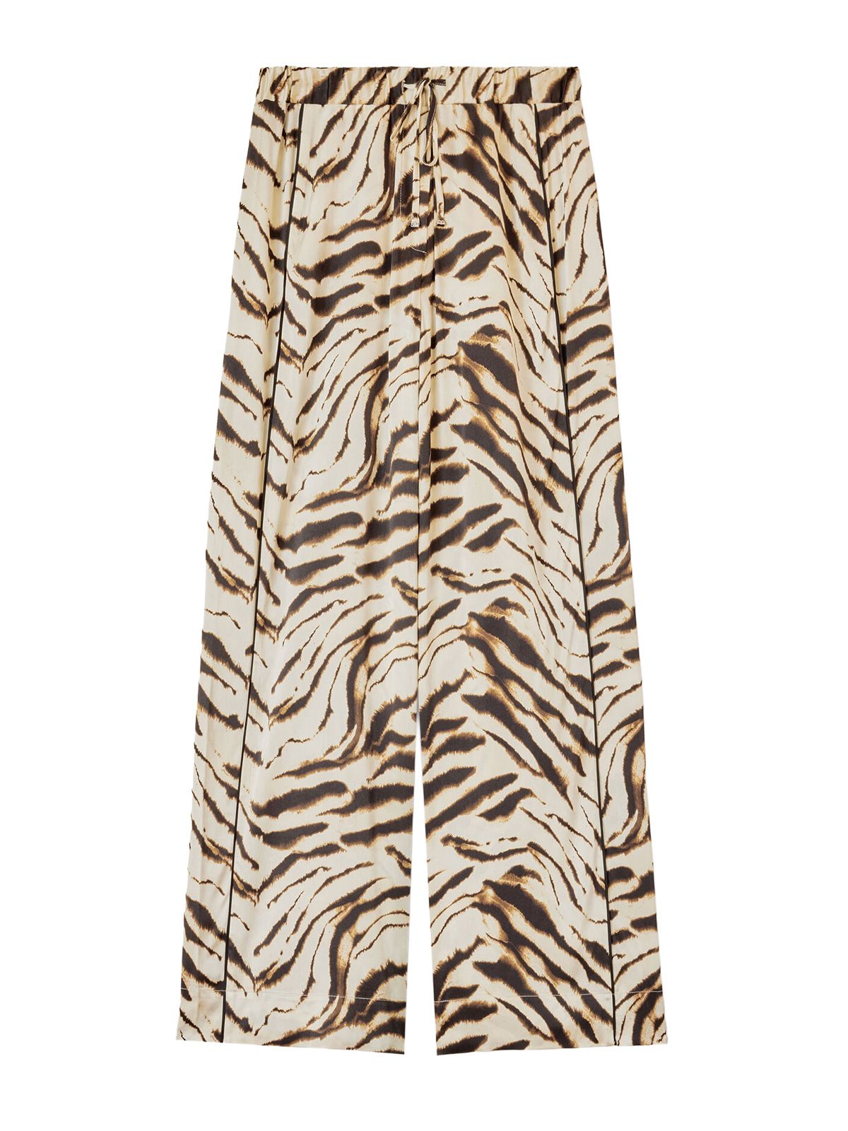 printed stretch satin elasticated pants egret