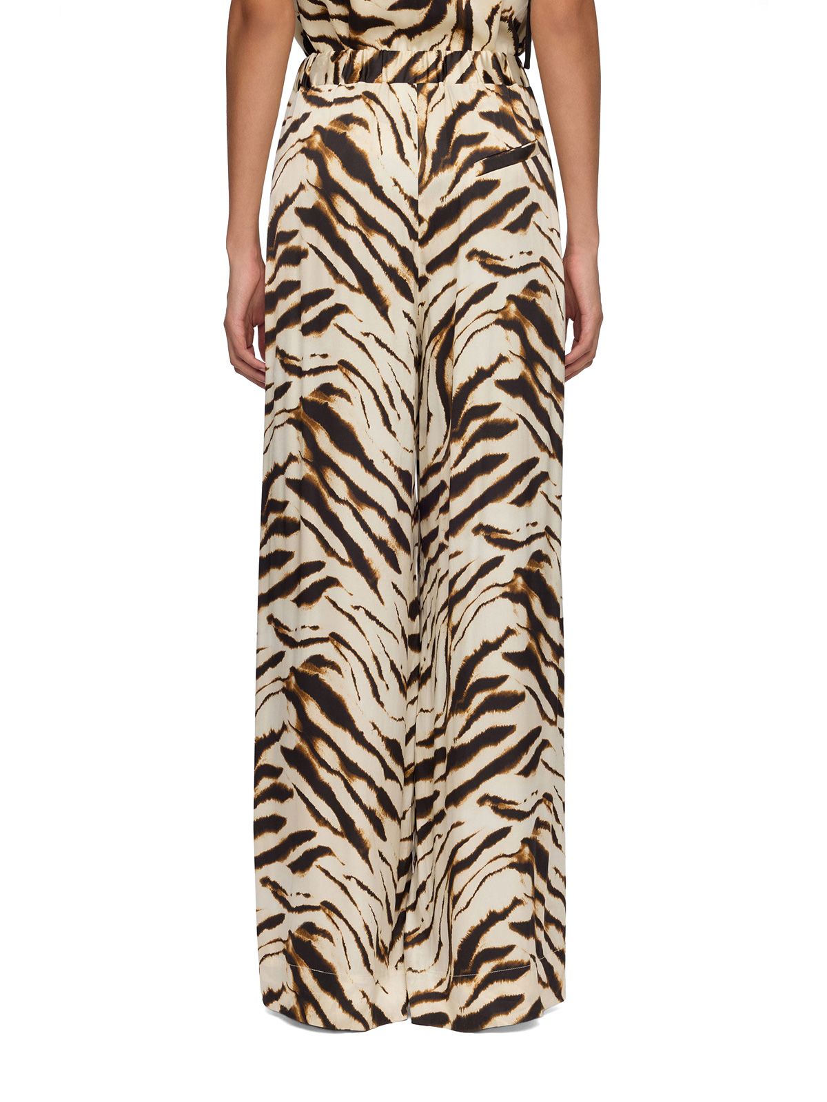 printed stretch satin elasticated pants egret GANNI