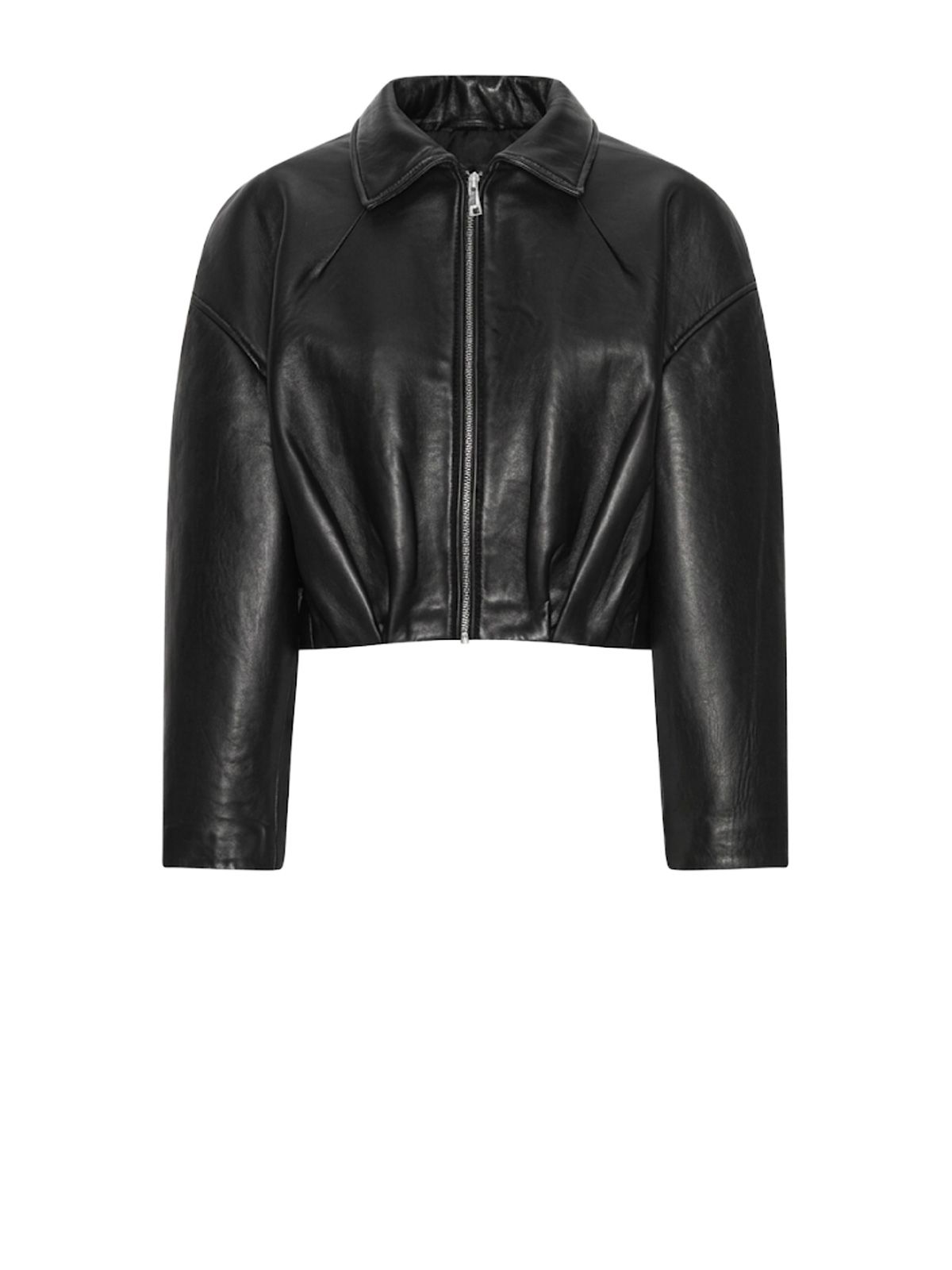 bonded boxy leather jacket black 
