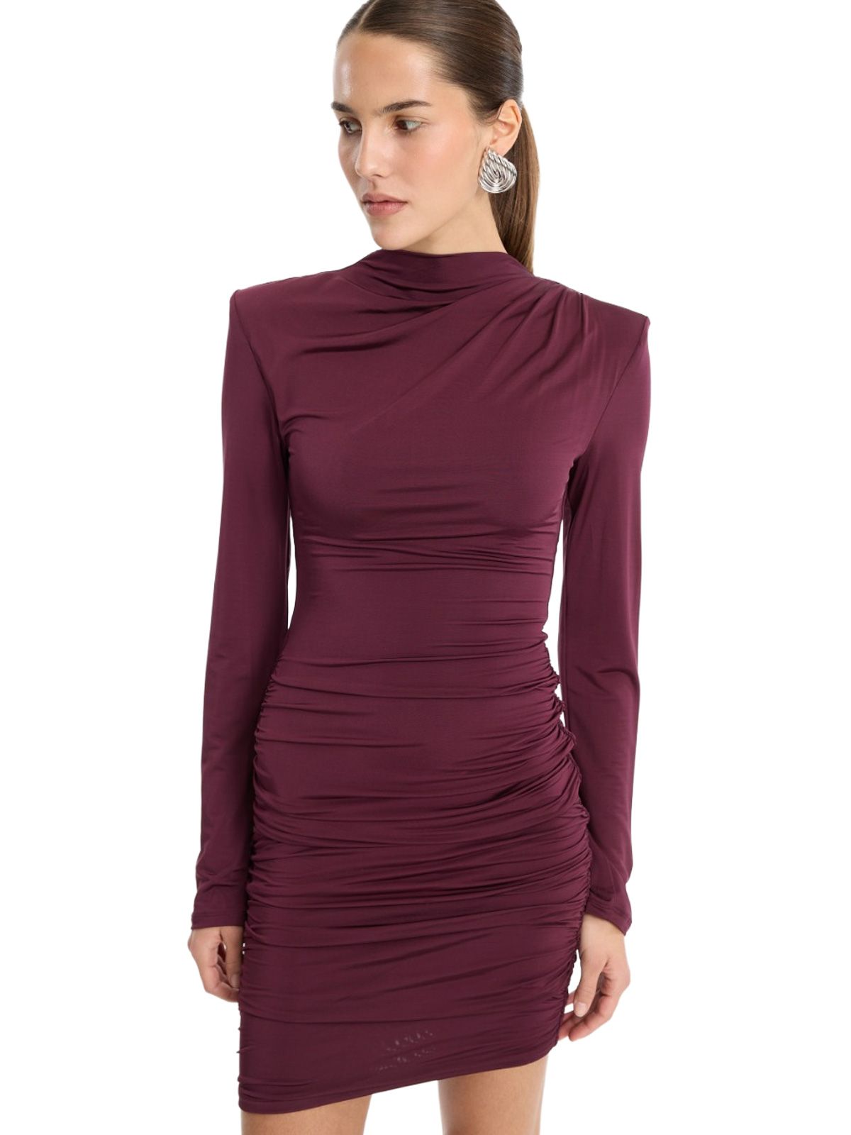 drapey mini dress bordeaux ROTATE