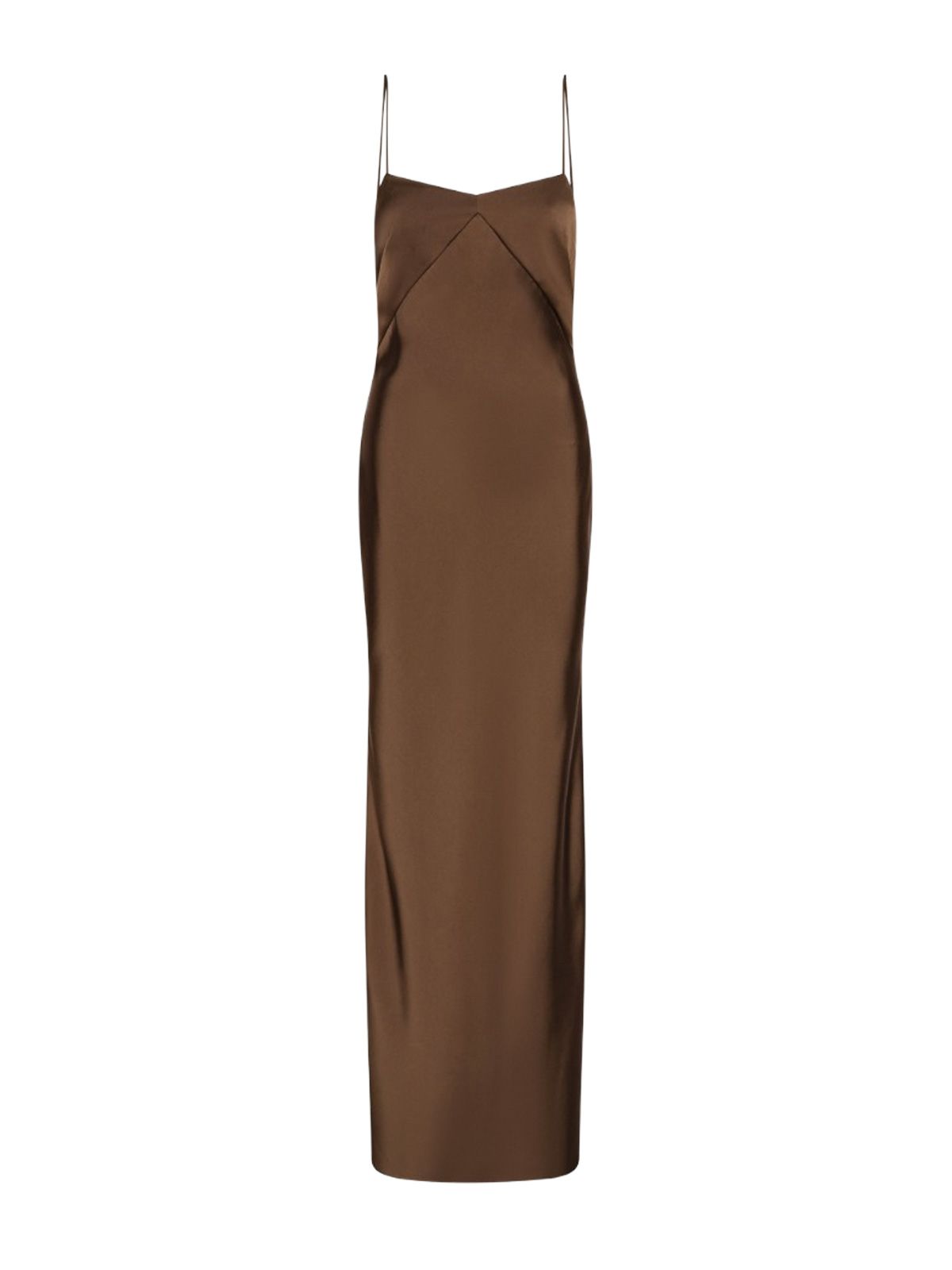 vestito satin maxi slip marrone