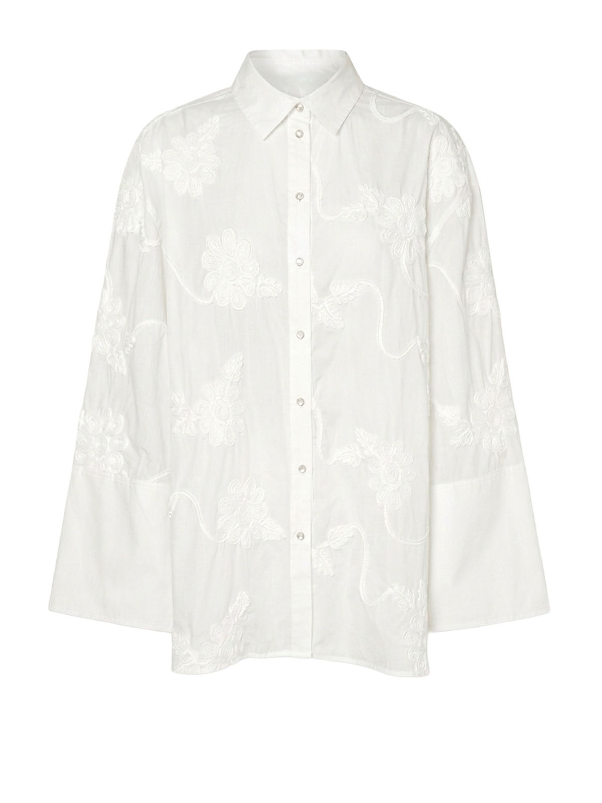camicia a fiori oversize bianca