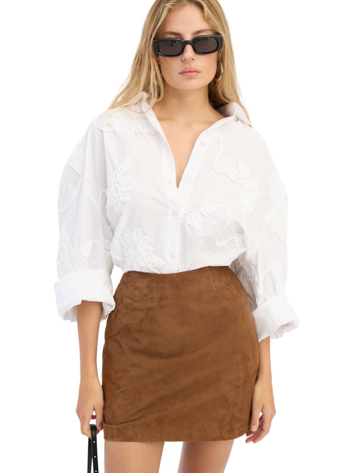 camicia a fiori oversize bianca ROTATE