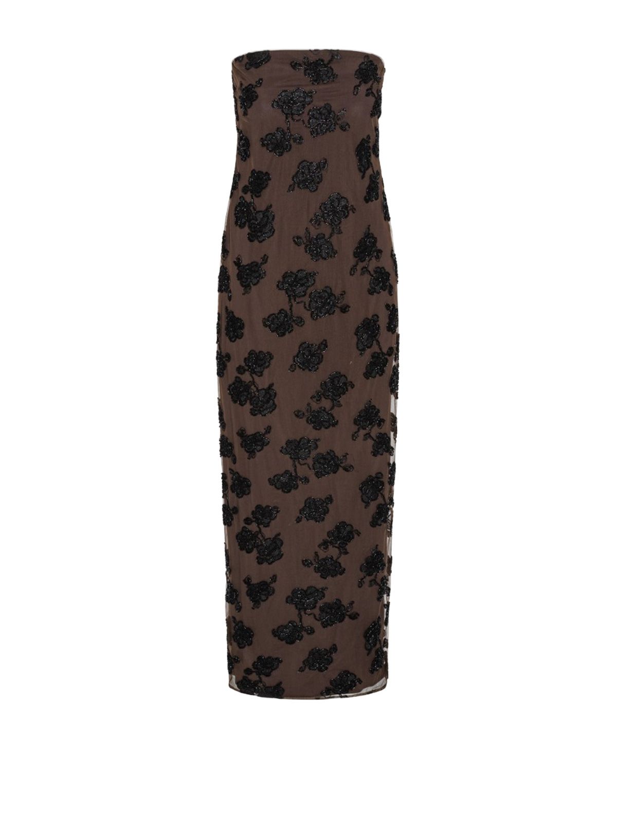 dress beaded maxi tube brown 