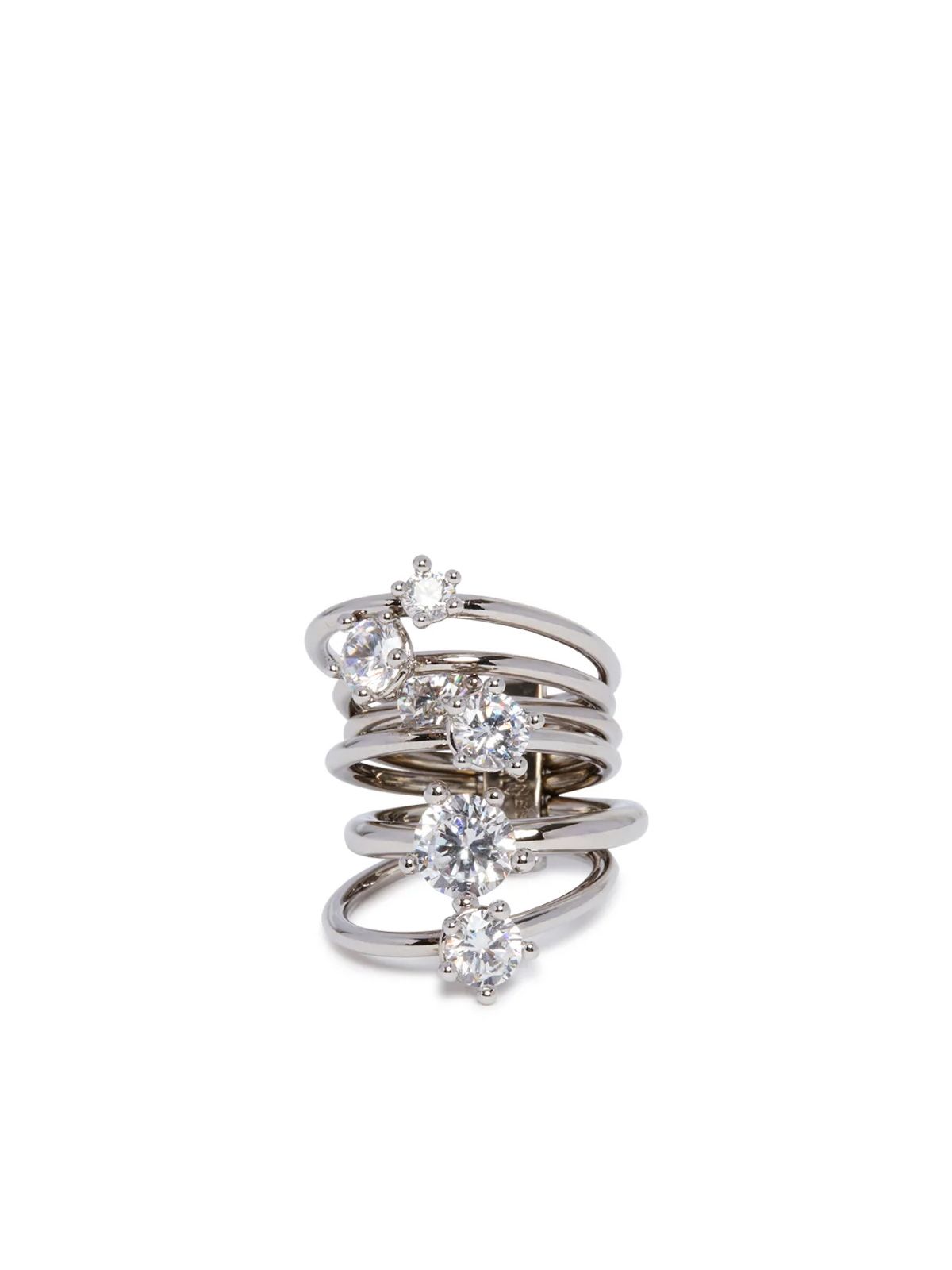 Silver diamond orbit ring