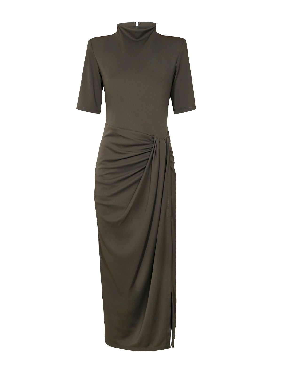 draped skirt midi dress oliva