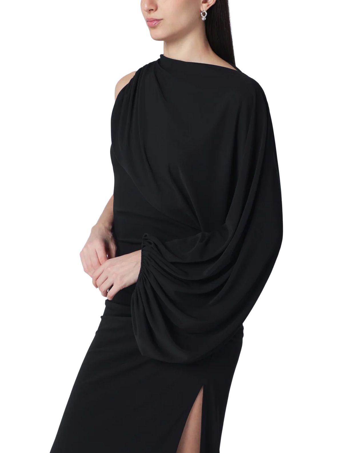 selene one shoulder maxi dress black  THE ANDAMANE
