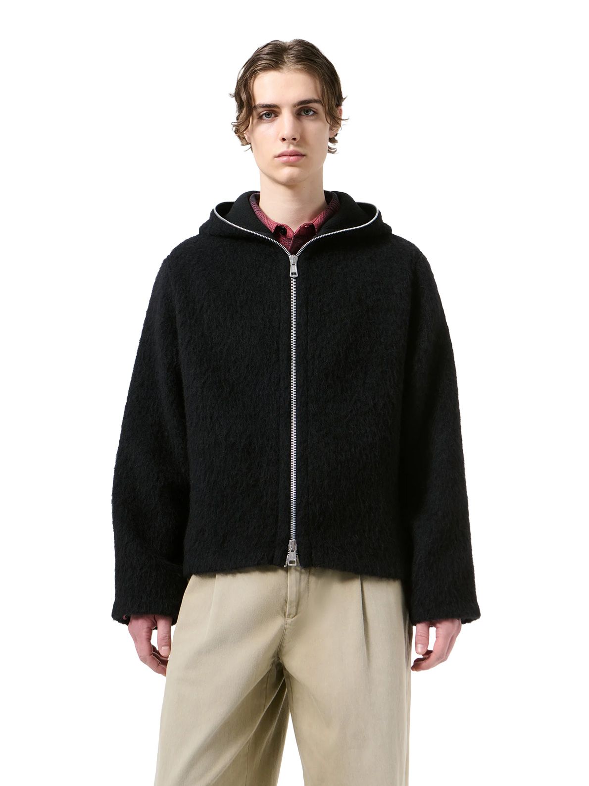 felpa con cappuccio nera con zip intera OUR LEGACY