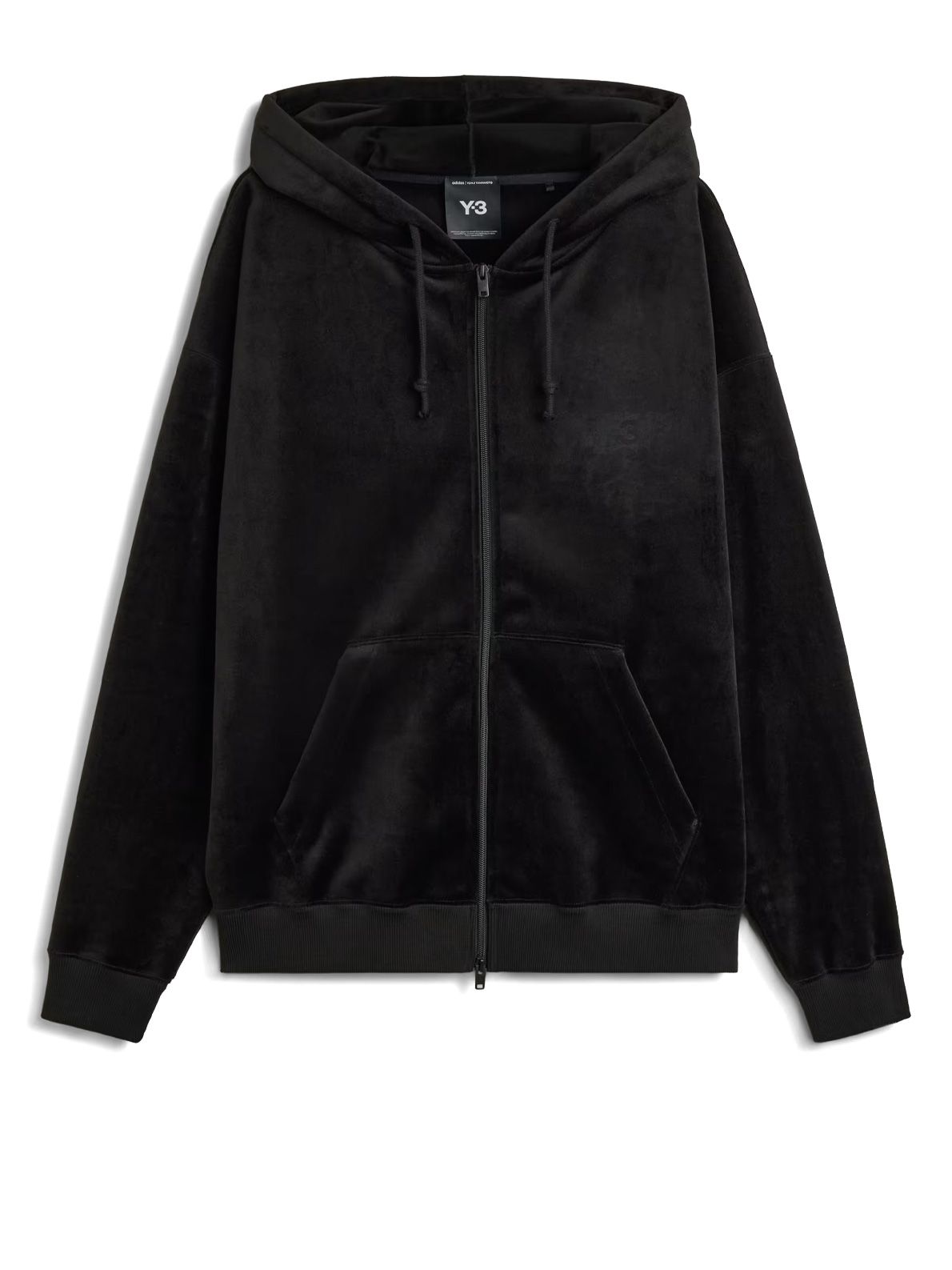 velvet zip hoodie black