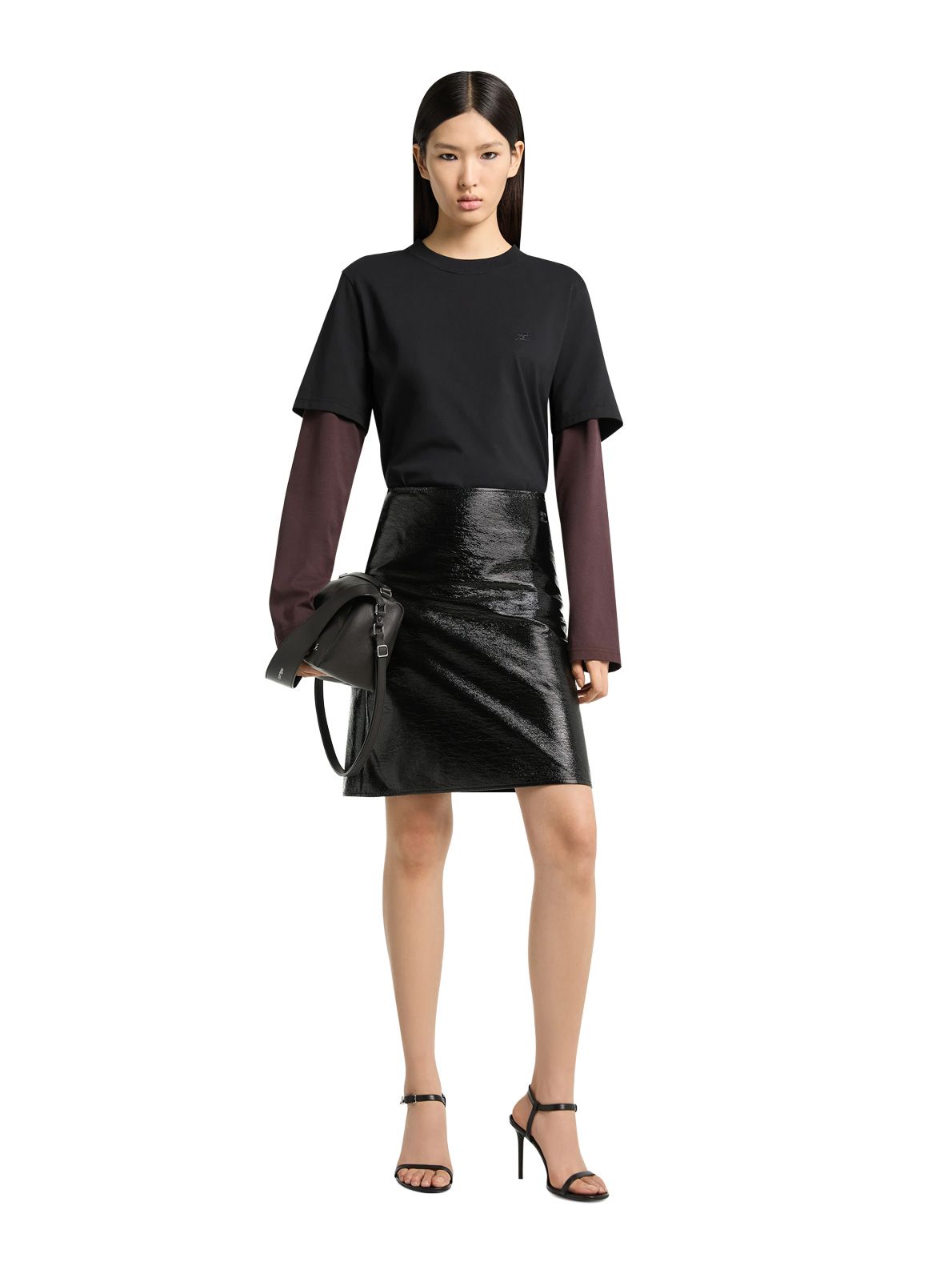 t-shirt a doppia manica nera  COURREGES