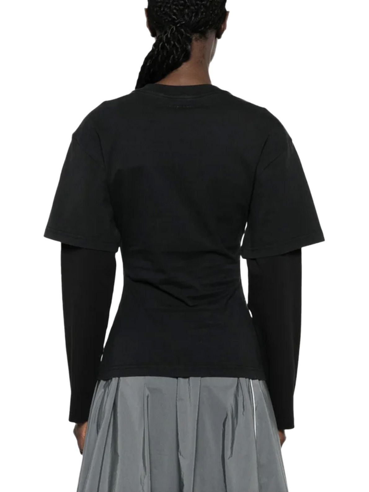 logo print double sleeves t-shirt black  COURREGES