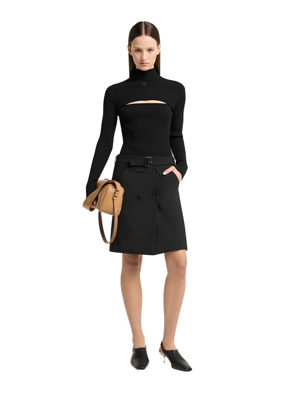 maglione a coste nero COURREGES
