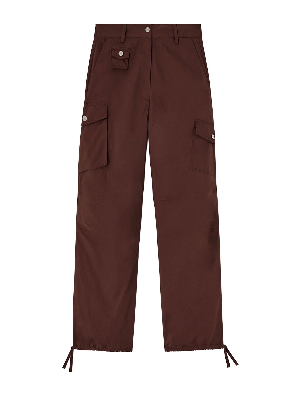 stretch cotton pocket cargo pants coffee