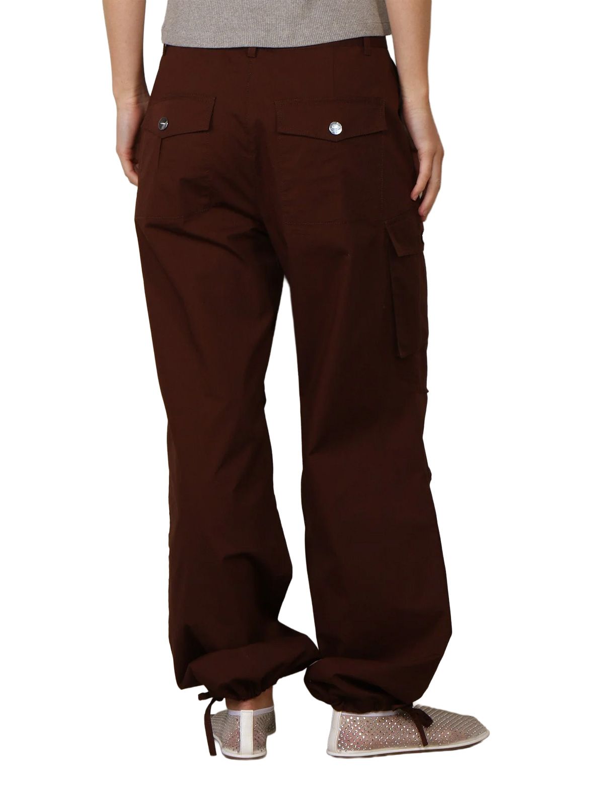 stretch cotton pocket cargo pants coffee GANNI