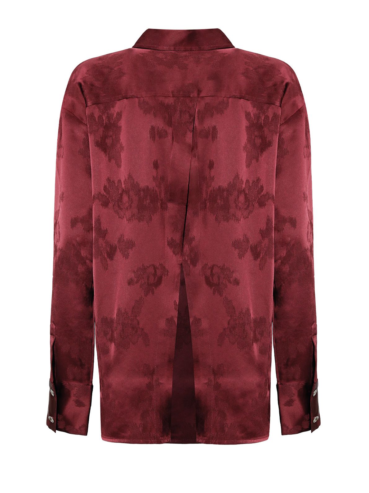 Fluid satin jacquard long sleeve shirt red GANNI