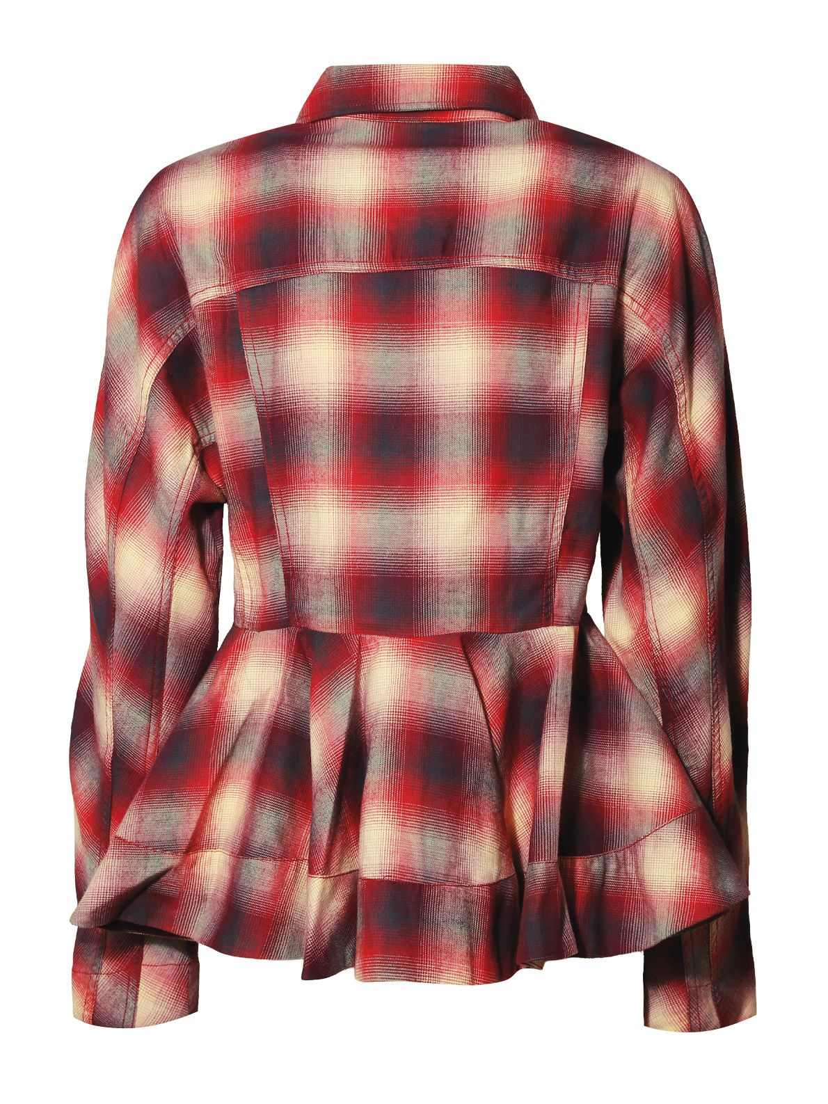 Camicia a quadri in flanella di cotone color vino rosso GANNI