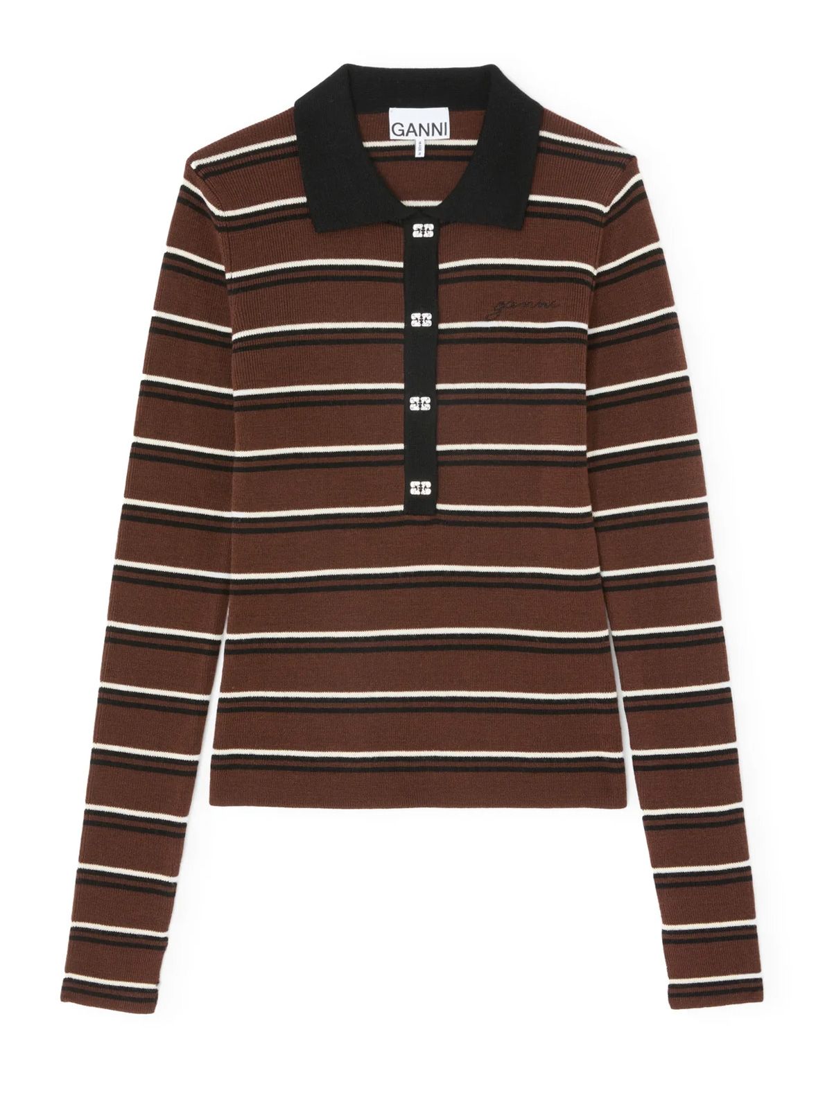 Mini ribbed merino polo multi