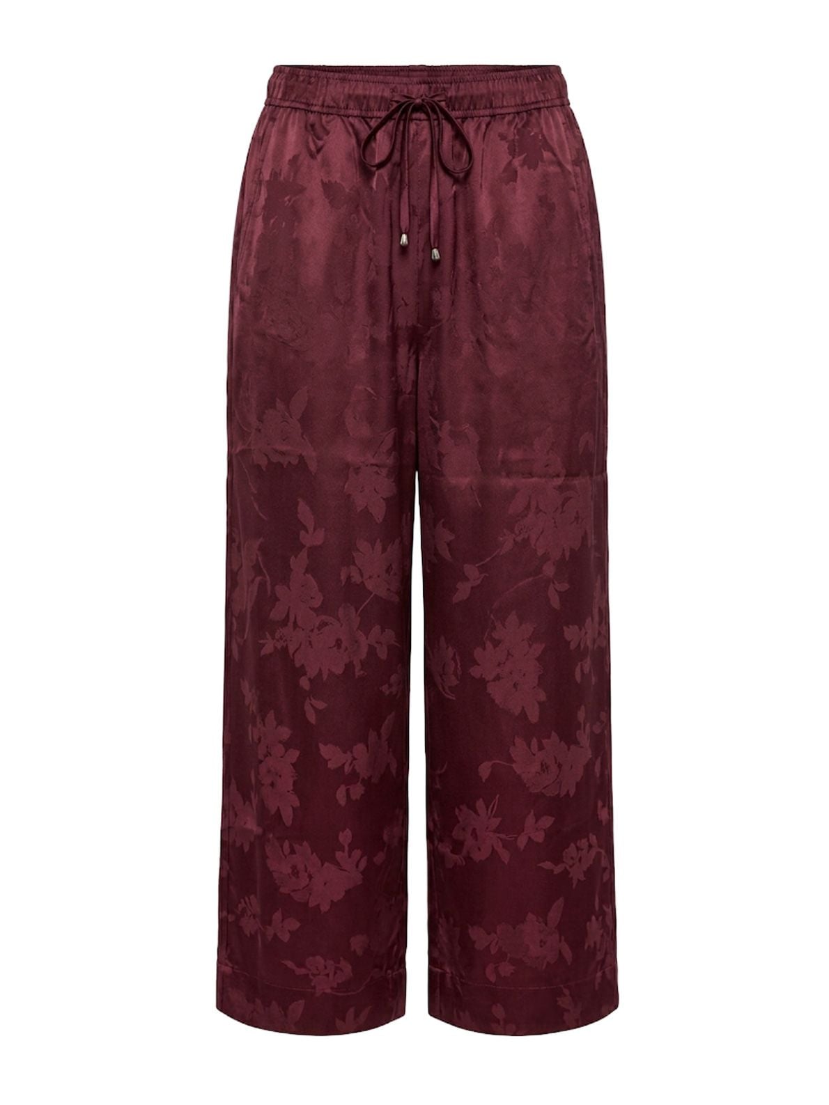 fluid satin jacquard elasticated pants red