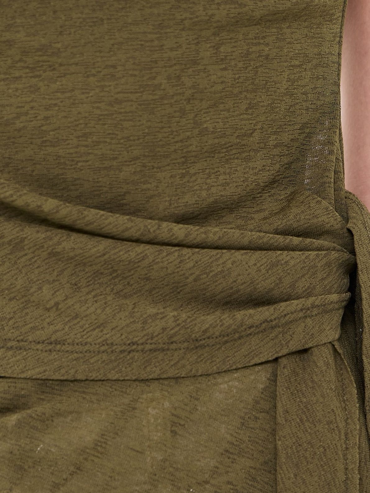 marl mesh tie knot tank top olive GANNI
