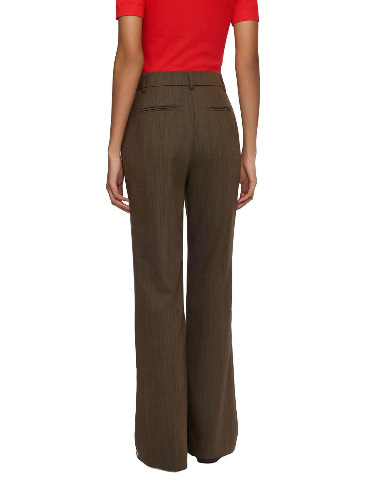 Pantaloni dritti in mélange di lana leggera marroni GANNI