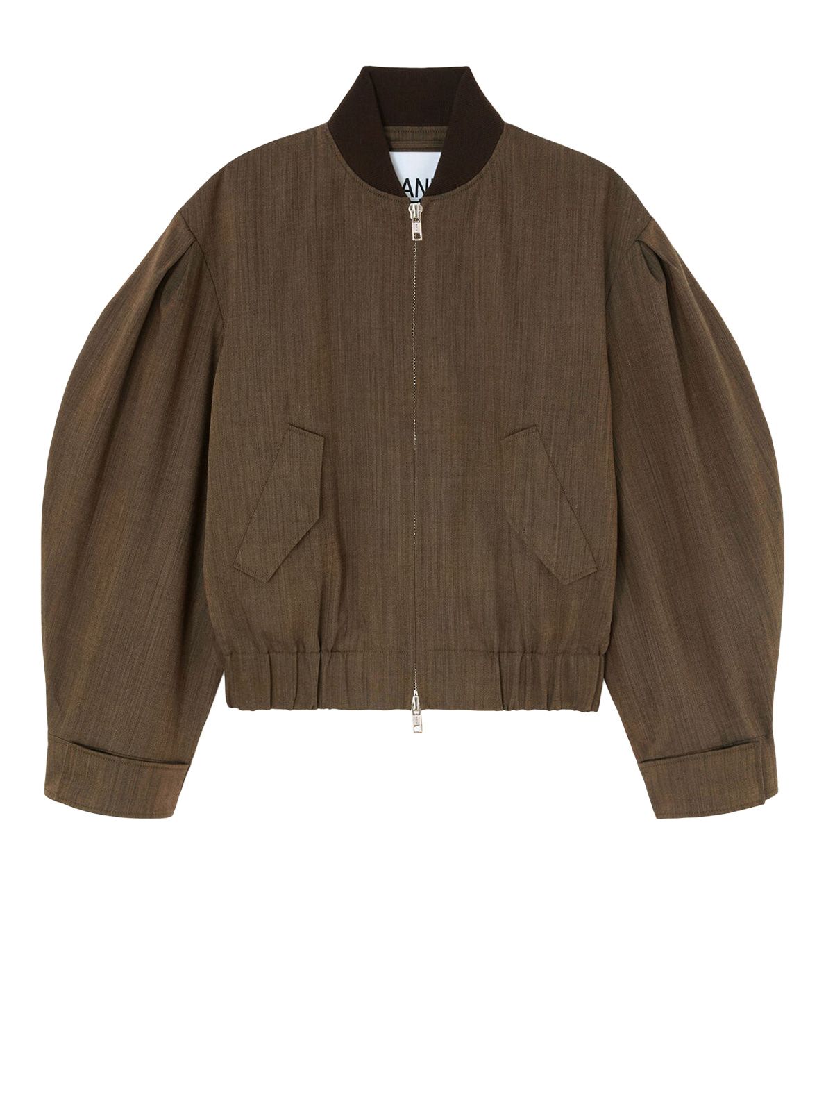 Giacca bomber in lana mélange leggera marrone