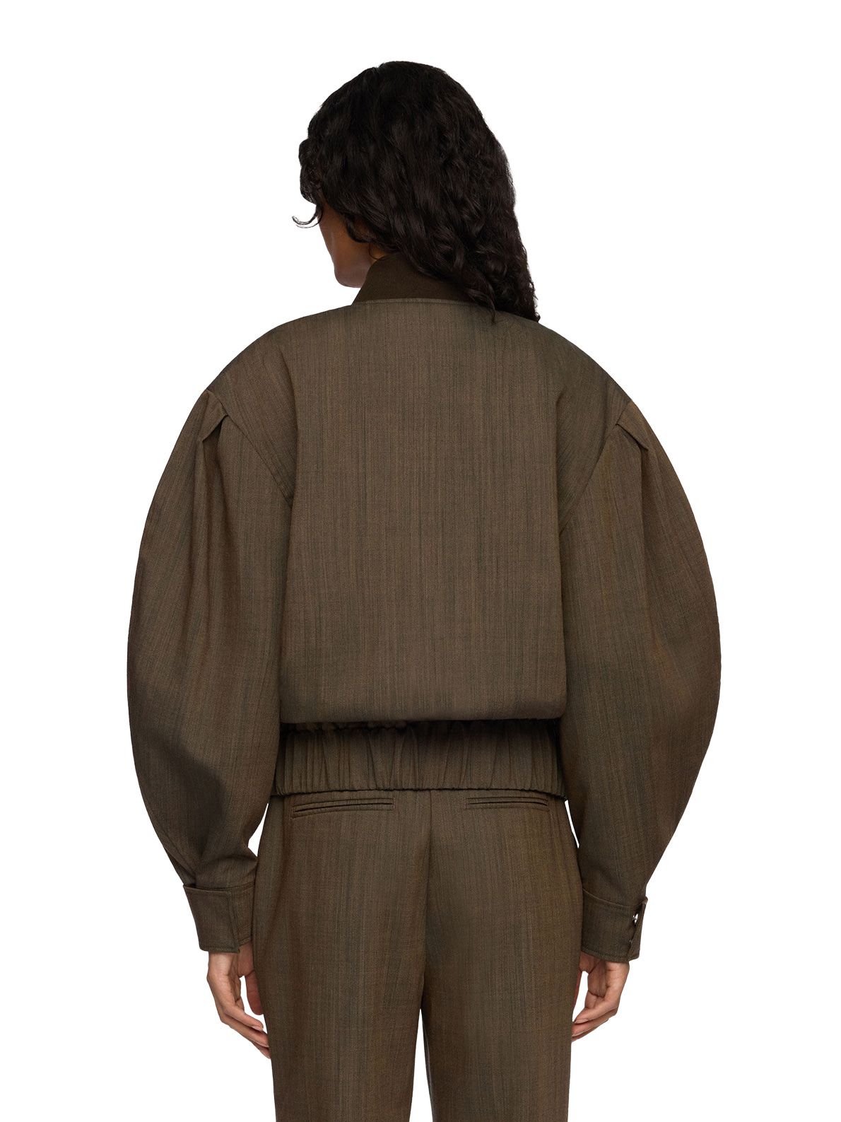 Light wool melange bomber jacket canteen brown GANNI