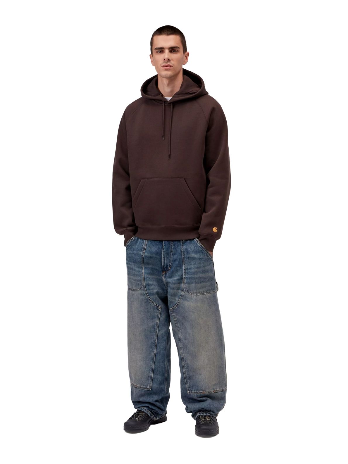 felpa con cappuccio chase marrone  CARHARTT WIP
