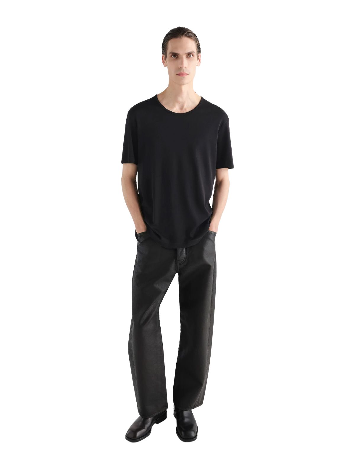 T-SHIRT CON SCOLLO A U NERA LEMAIRE