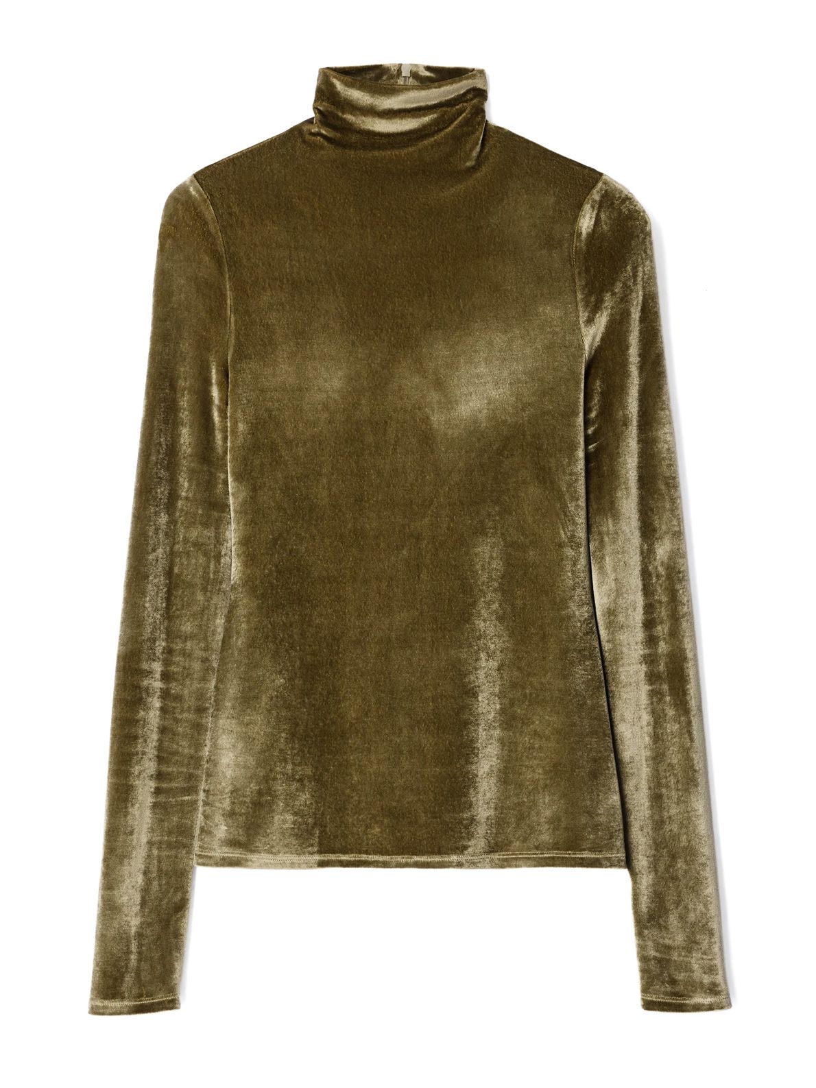 Maglia aderente a collo alto bronzo dorato