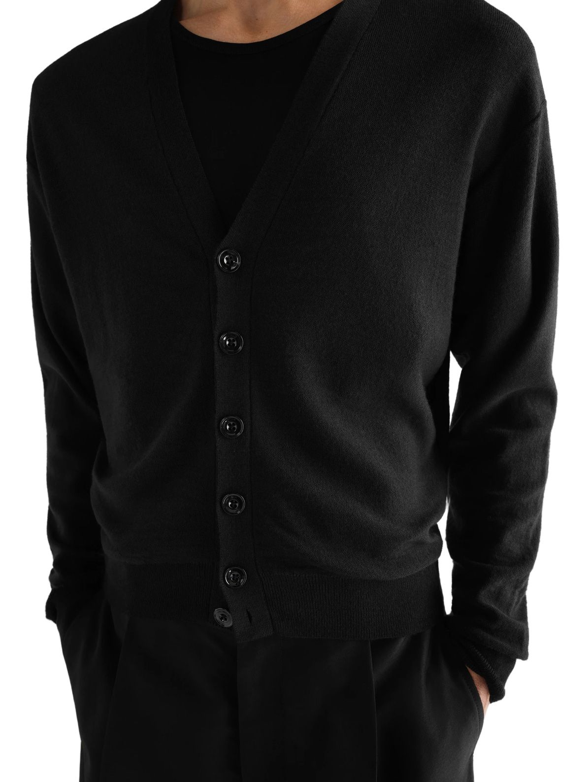 Cardigan nero morbido con incrocio LEMAIRE