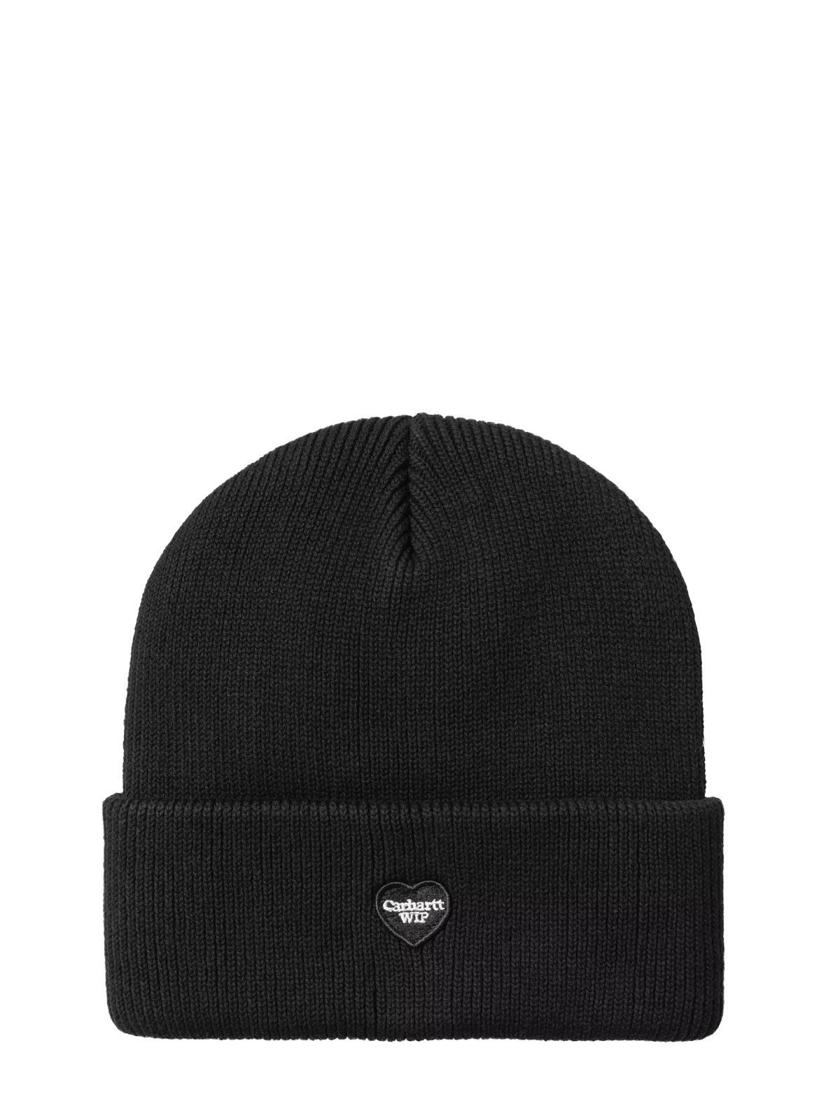 small heart beanie black