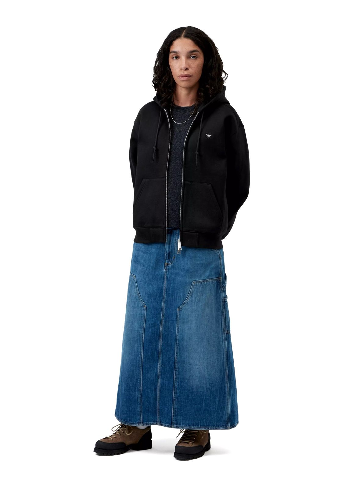 Giacca nera con toppa a forma di cuore CARHARTT WIP