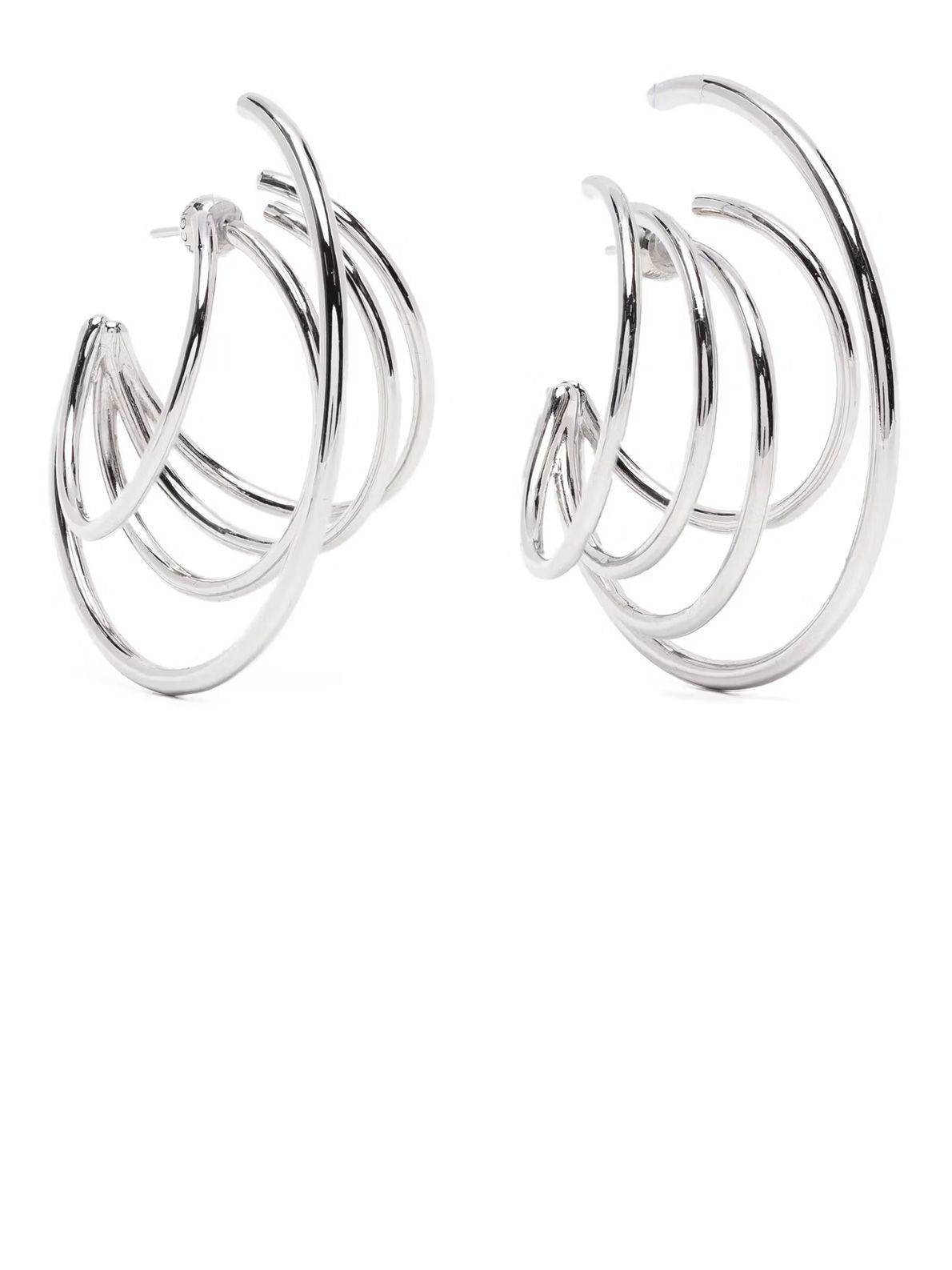 Silver orbit large earrings