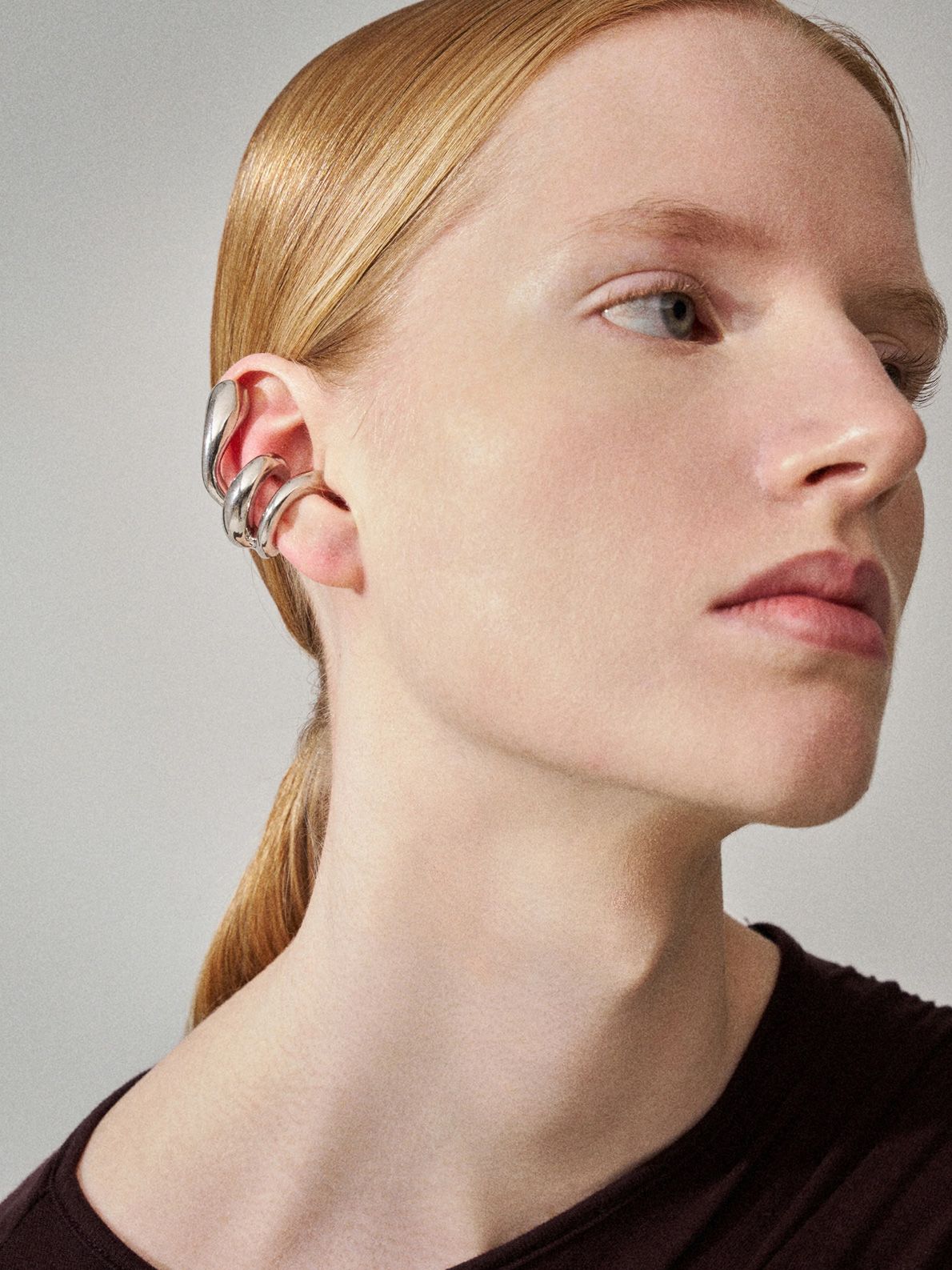 Silver blow up forma ear cuff PANCONESI