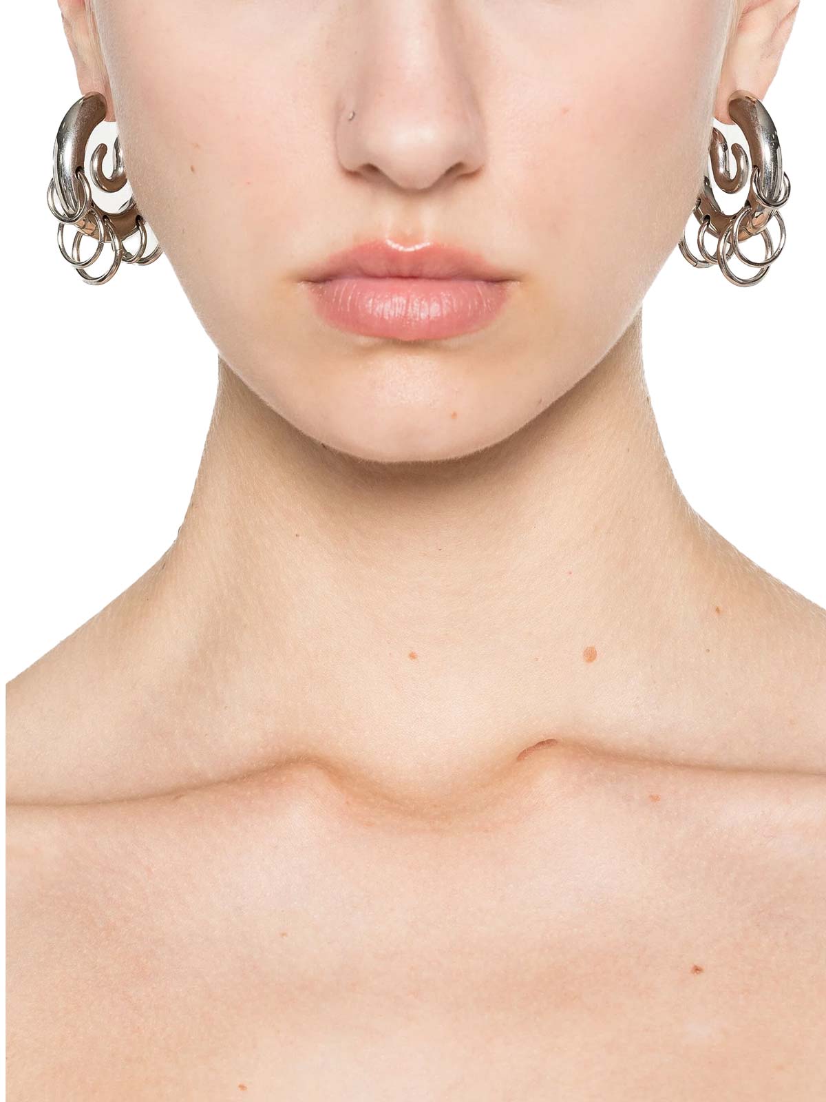 Silver pierced serpent hoops PANCONESI