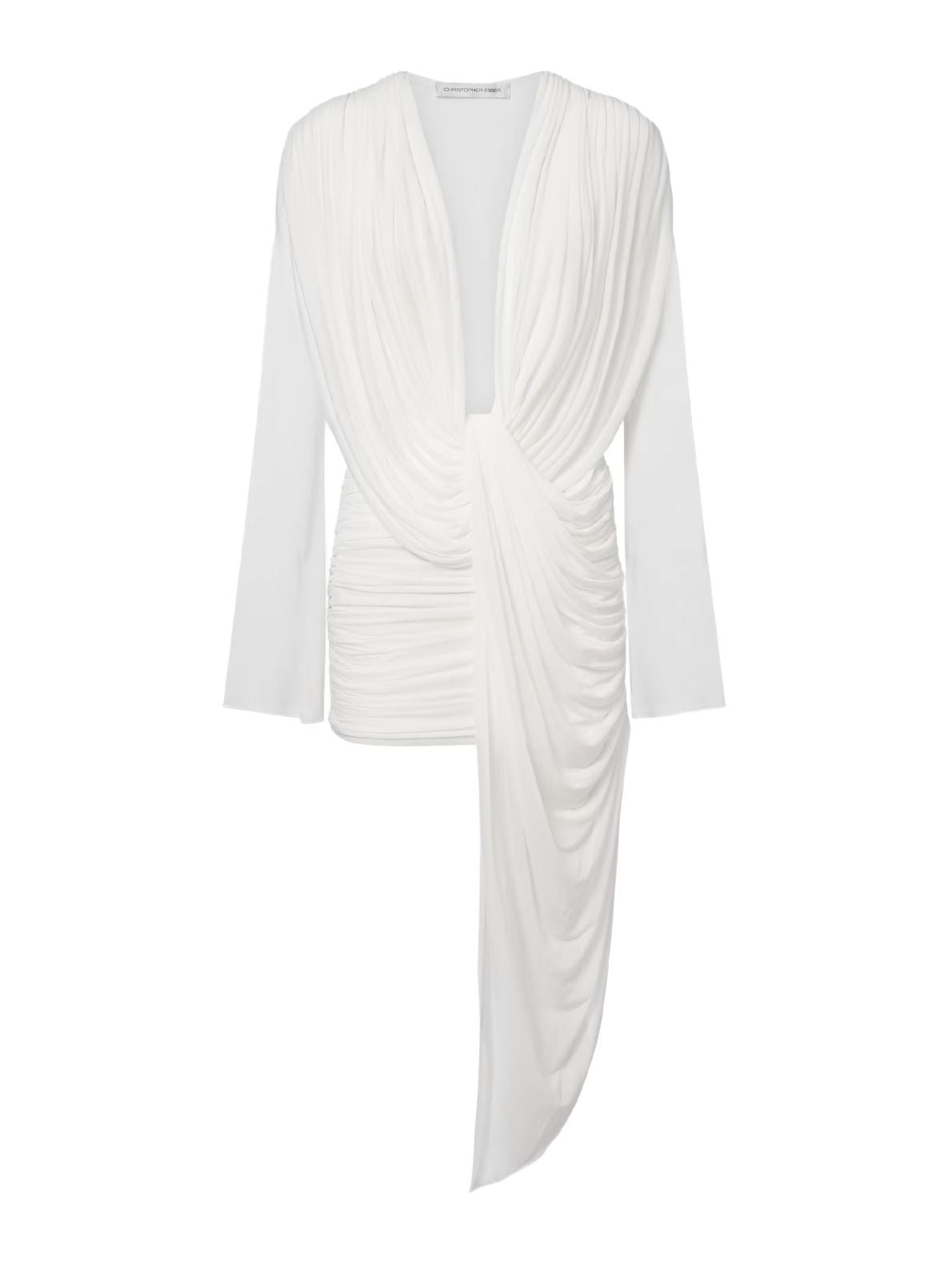 White ripple drape mini dress