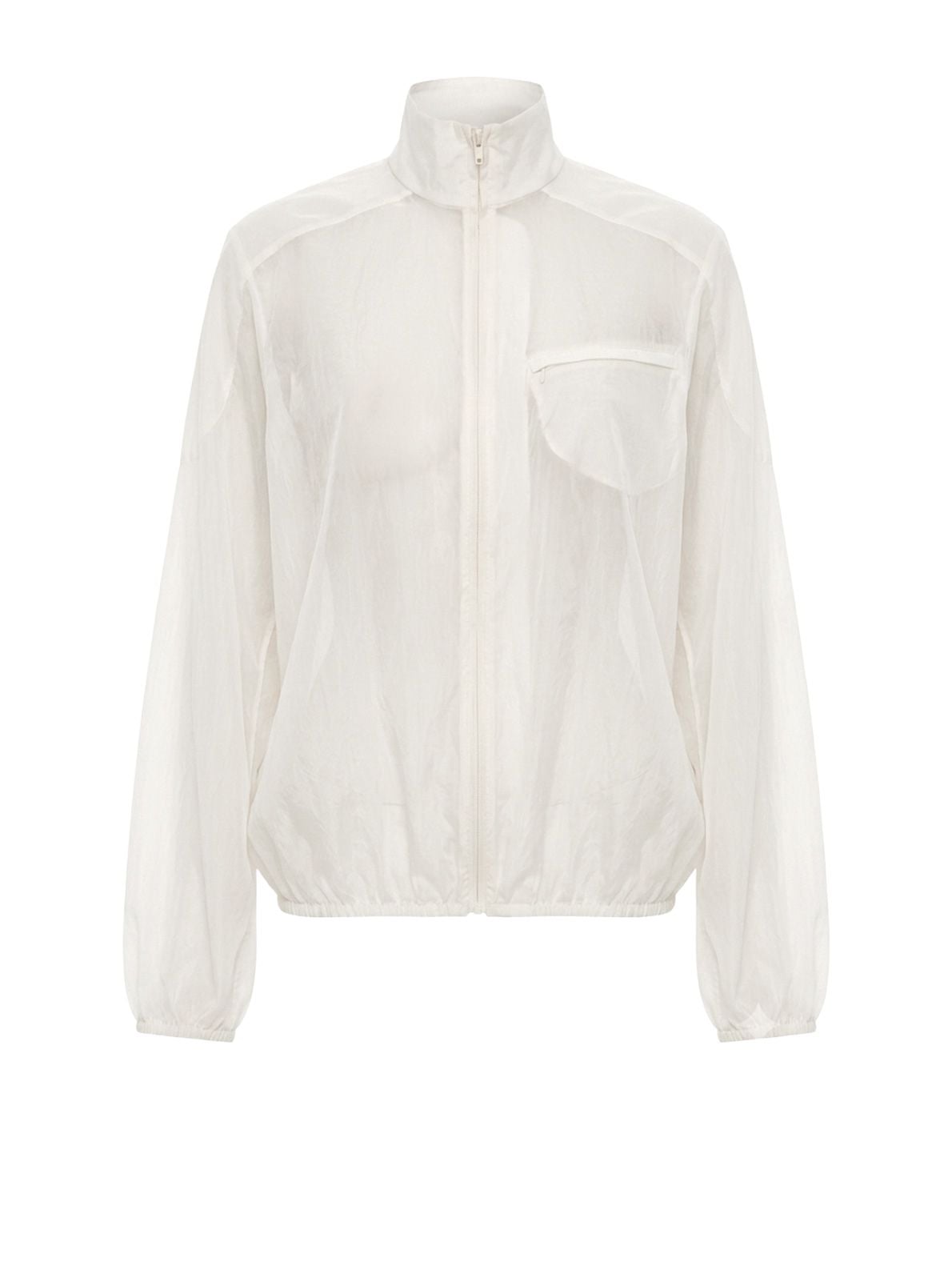 Camicia bianca semitrasparente con finitura lucida