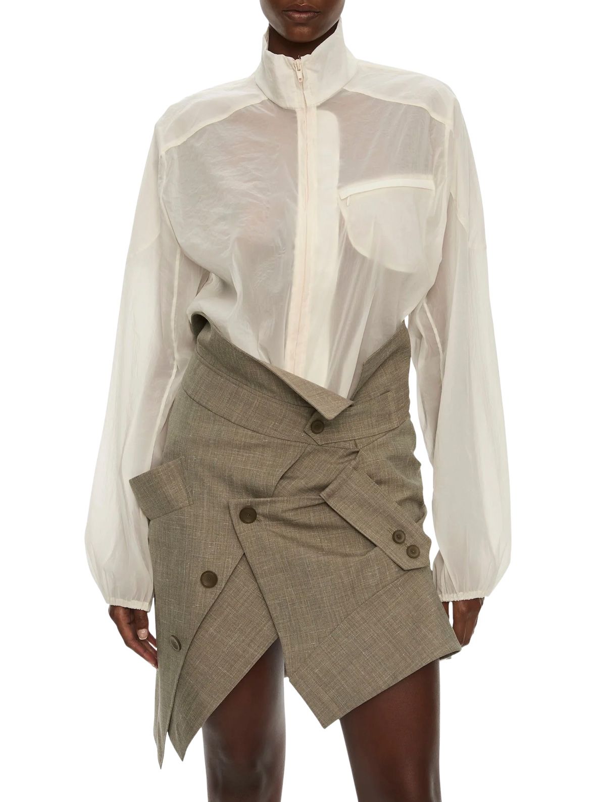 Camicia bianca semitrasparente con finitura lucida CHRISTOPHER ESBER