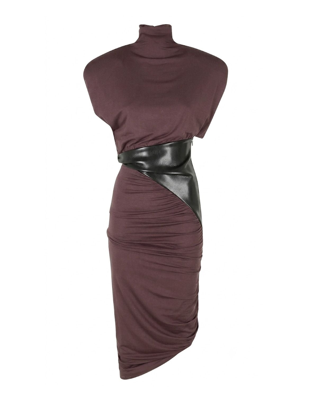 Abito drappeggiato ursula nero bordeaux