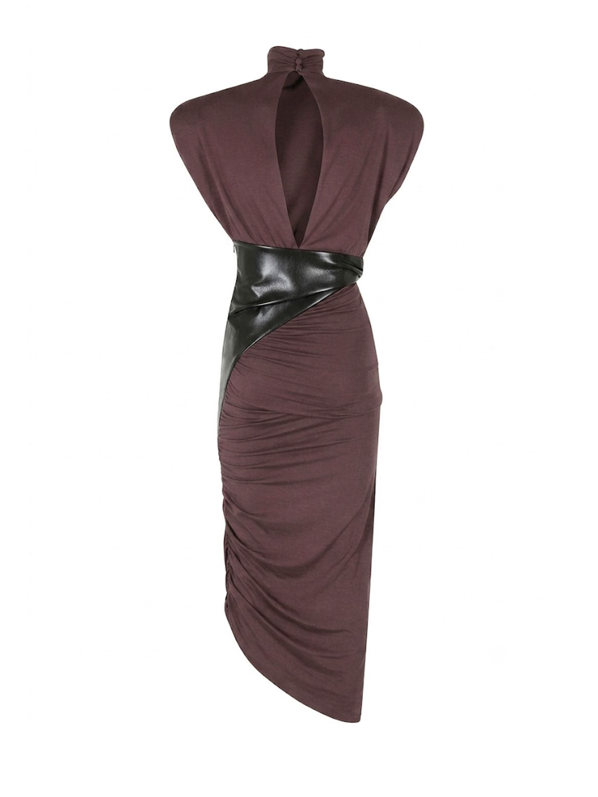 Abito drappeggiato ursula nero bordeaux THE ANDAMANE